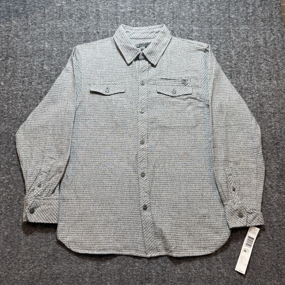 DKNY Men's Shirt Large Limestone Gray Long Sleeve Button Up NWT DBH98547